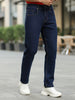 Men's Dark Blue Regular Fit Washed Jeans Stretchable