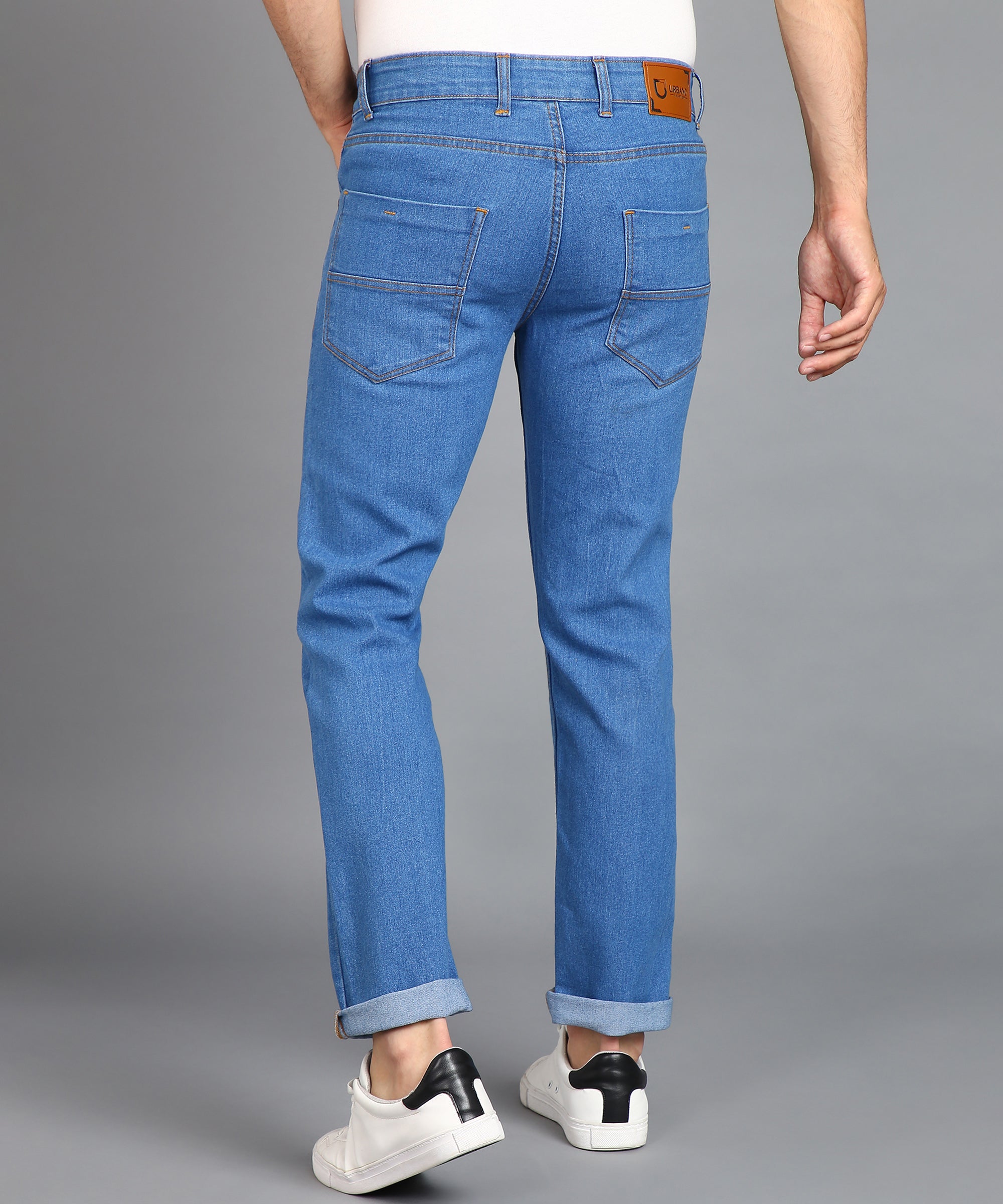 Urbano Fashion Men's Light Blue Regular Fit Washed Jeans Stretchable