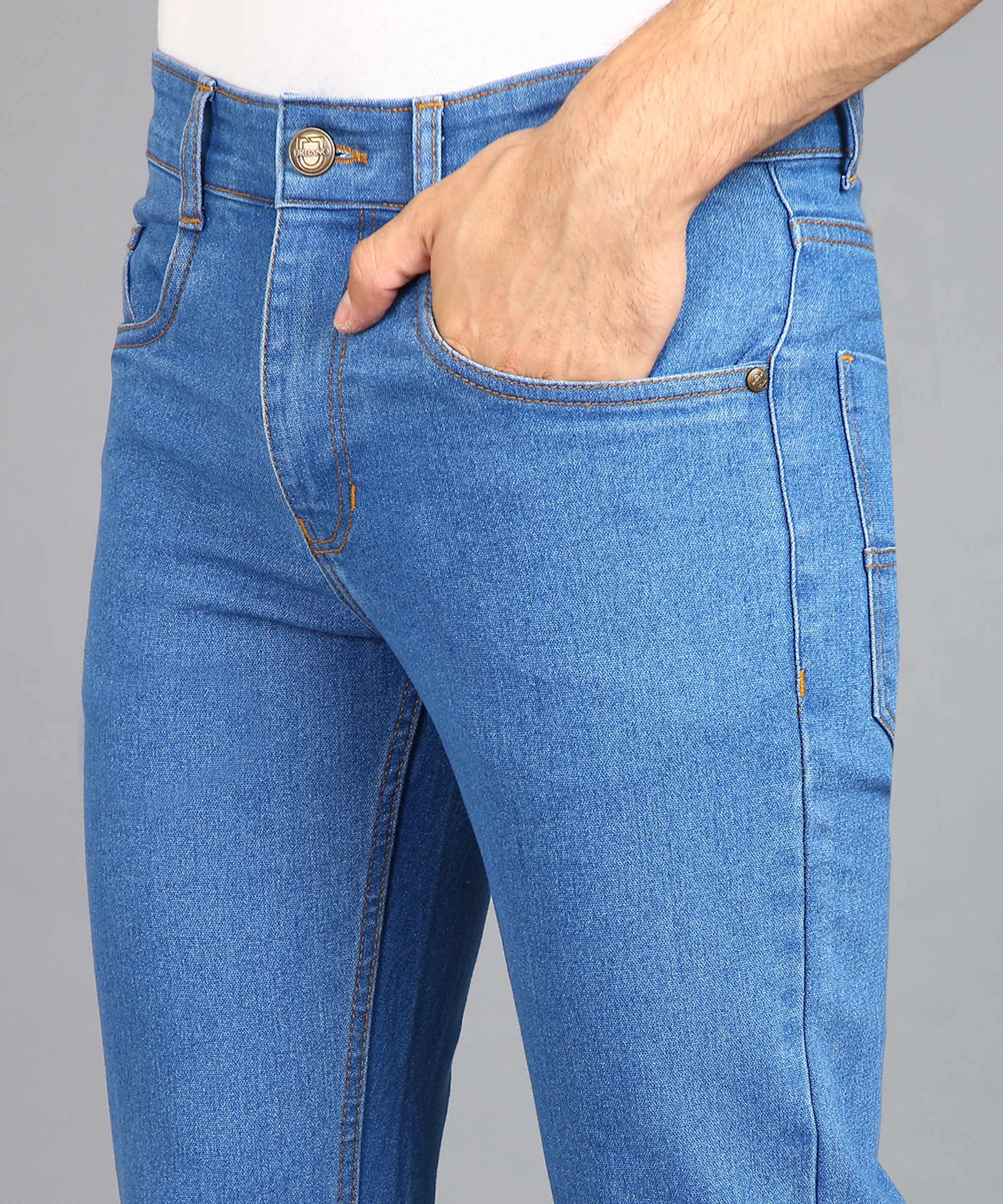 Urbano Fashion Men's Light Blue Regular Fit Washed Jeans Stretchable