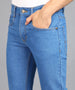 Men's Light Blue Regular Fit Washed Jeans Stretchable