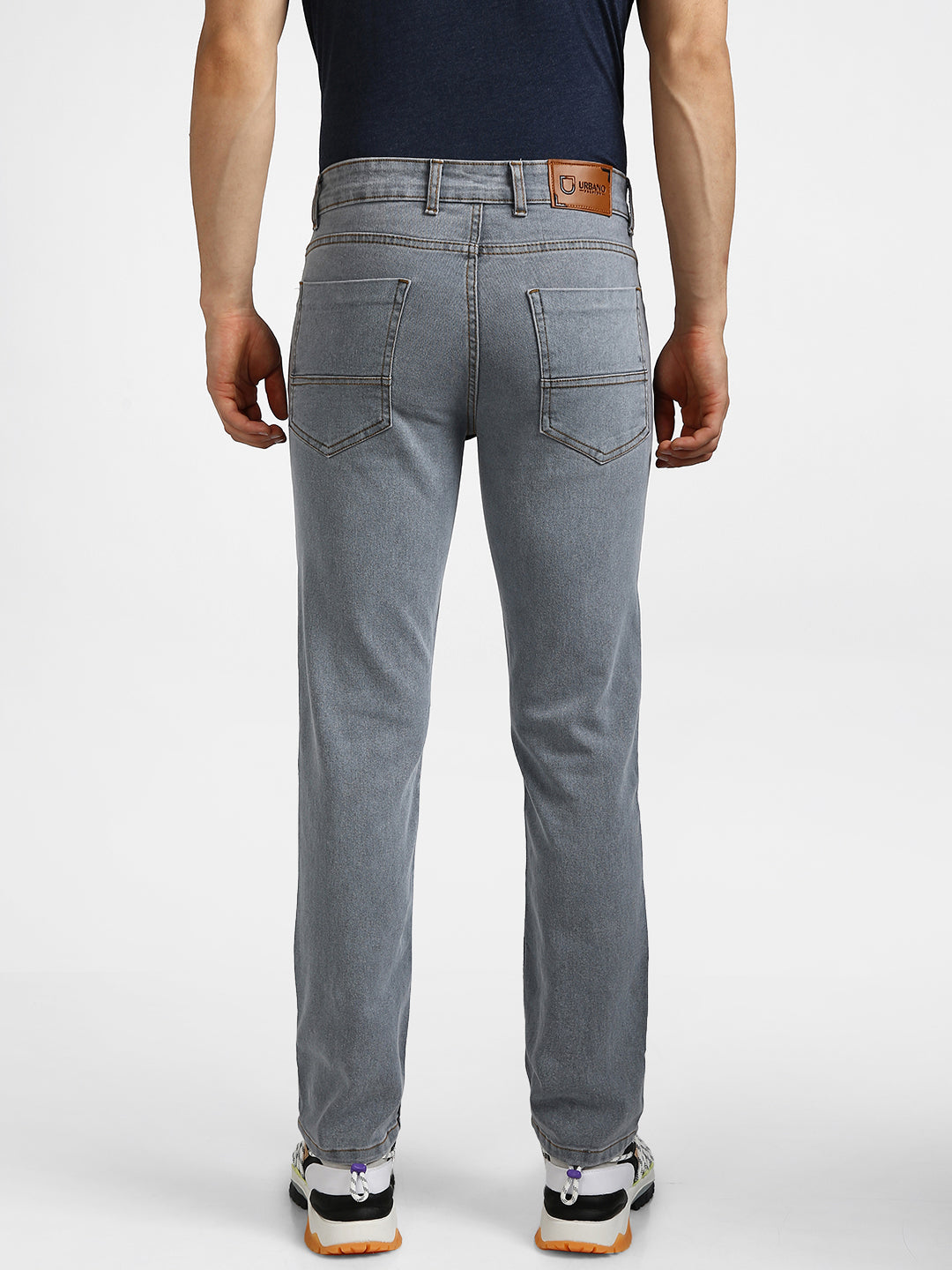 Urbano Fashion Men's Light Grey Regular Fit Washed Jeans Stretchable