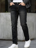 Men's Black Regular Fit Washed Jeans Stretchable