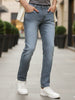 Men's Light Grey Slim Fit Washed Jeans Stretchable