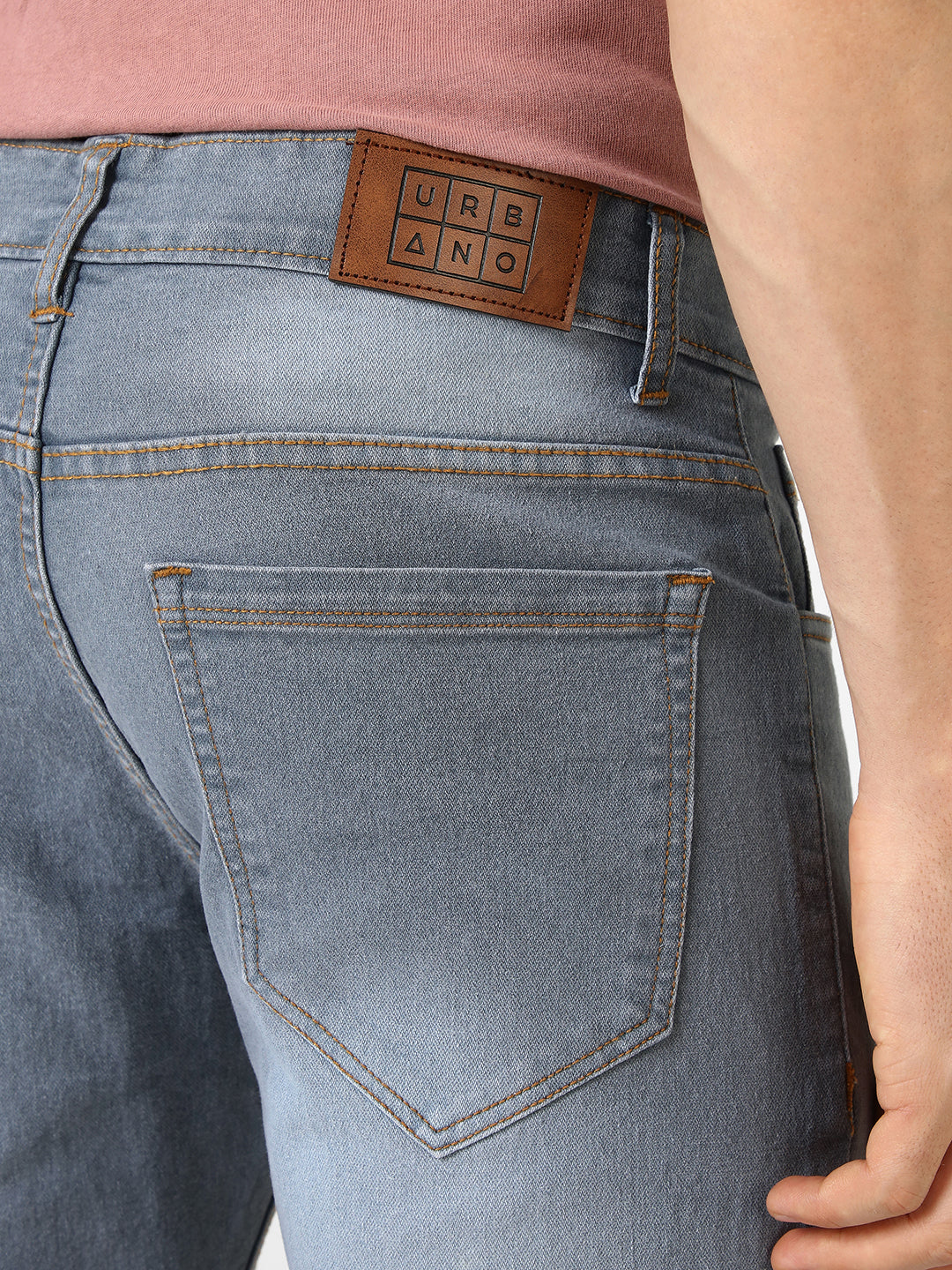 Men's Light Grey Slim Fit Washed Jeans Stretchable