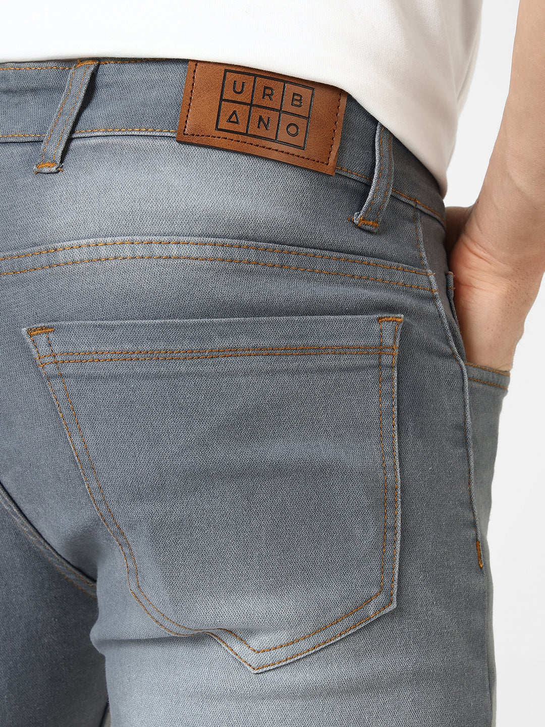 Men's Grey Slim Fit Washed Jeans Stretchable