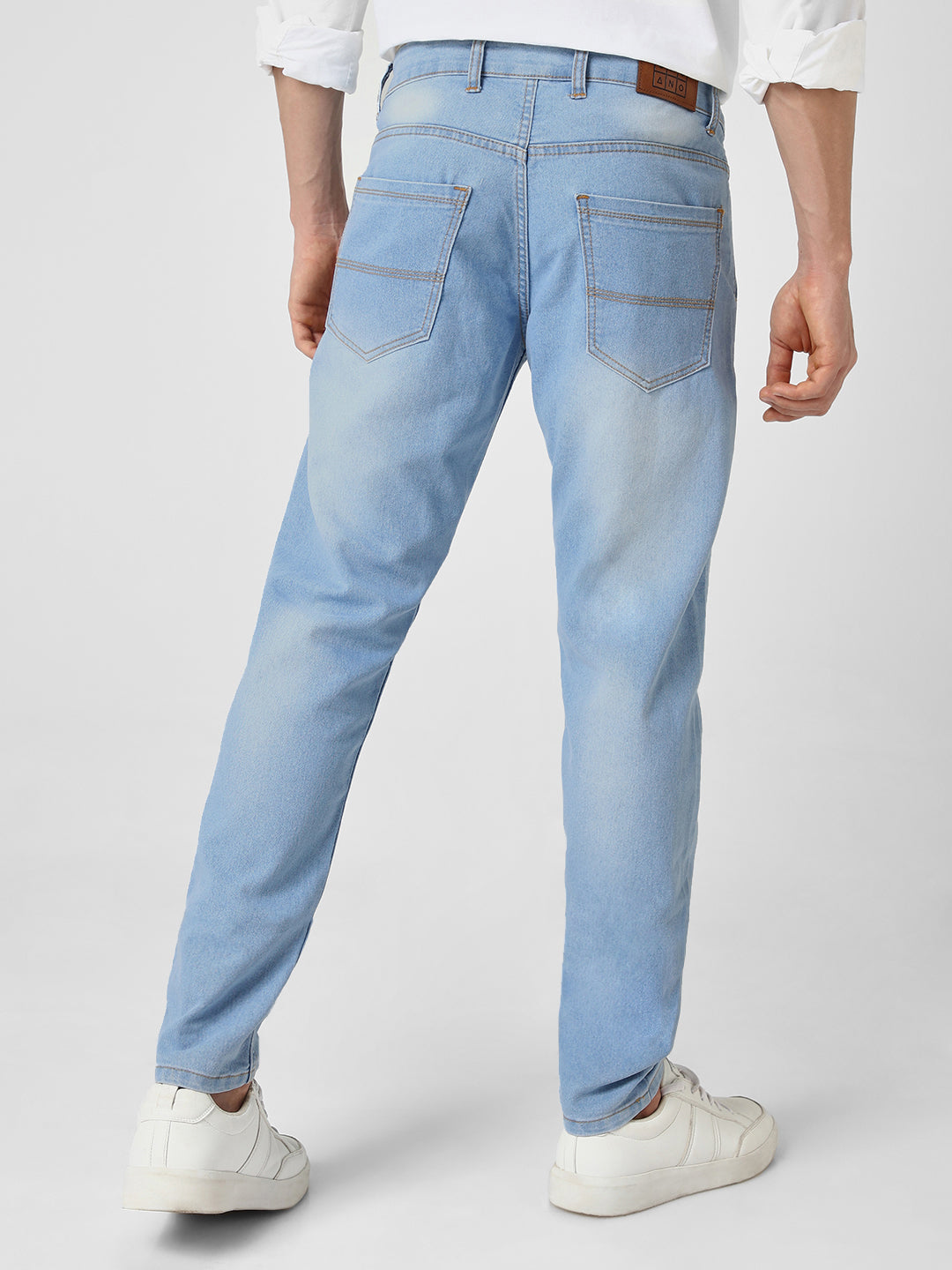 Men's Ice Blue Slim Fit Washed Jeans Stretchable