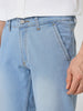 Men's Ice Blue Slim Fit Washed Jeans Stretchable