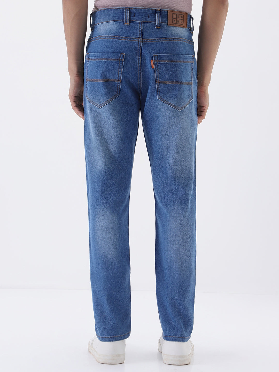 Men's Light Blue Slim Fit Washed Jeans Stretchable