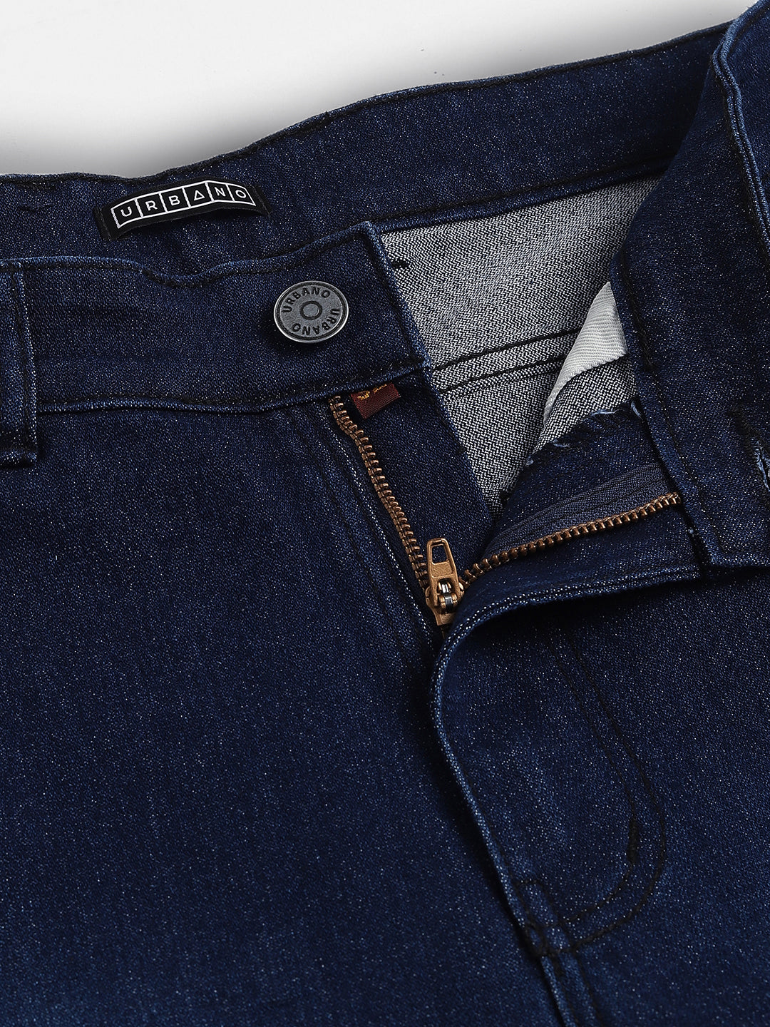 Men's Dark Blue Regular Fit Washed Jeans Stretchable