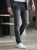 Men's Dark Grey Regular Fit Washed Jeans Stretchable