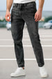 Men's Black Slim Fit Washed Jeans Stretchable