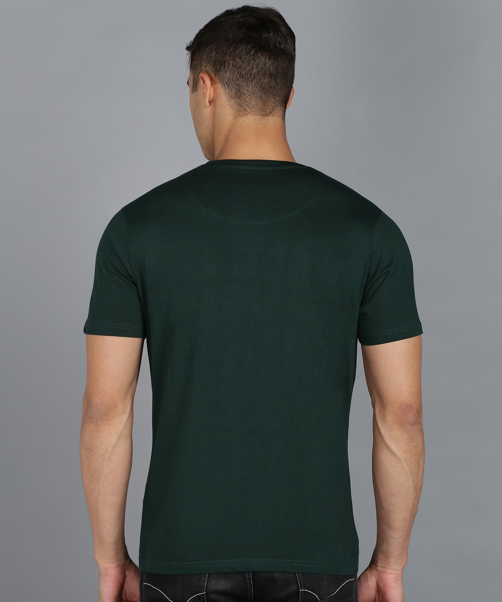 Urbano Fashion Men's Green Graphic Printed Round Neck Half Sleeve Slim Fit Cotton T-Shirt