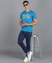 Urbano Fashion Men's Blue Graphic Printed Round Neck Half Sleeve Slim Fit Cotton T-Shirt