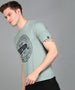 Urbano Fashion Men's Light Green Graphic Printed Round Neck Half Sleeve Slim Fit Cotton T-Shirt