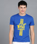 Urbano Fashion Men's Royal Blue Graphic Printed Round Neck Half Sleeve Slim Fit Cotton T-Shirt