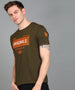 Urbano Fashion Men's Olive Graphic Printed Round Neck Half Sleeve Slim Fit Cotton T-Shirt