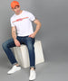 Urbano Fashion Men's White Graphic Printed Round Neck Half Sleeve Slim Fit Cotton T-Shirt