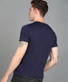 Urbano Fashion Men's Dark Blue Graphic Printed Round Neck Half Sleeve Slim Fit Cotton T-Shirt