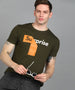 Urbano Fashion Men's Olive Graphic Printed Round Neck Half Sleeve Slim Fit Cotton T-Shirt