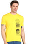 Urbano Fashion Men's Lime Yellow Graphic Printed Round Neck Half Sleeve Slim Fit Cotton T-Shirt