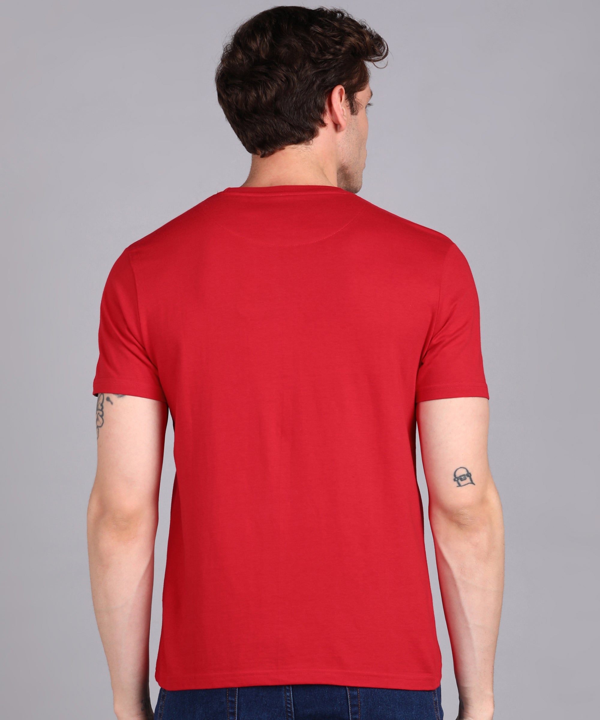 Urbano Fashion Men's Red Graphic Printed Round Neck Half Sleeve Slim Fit Cotton T-Shirt