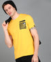 Urbano Fashion Men's Lime Yellow Graphic Printed Round Neck Half Sleeve Slim Fit Cotton T-Shirt