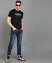 Urbano Fashion Men's Black Graphic Printed Round Neck Half Sleeve Slim Fit Cotton T-Shirt