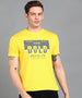Urbano Fashion Men's Lime Yellow Graphic Printed Round Neck Half Sleeve Slim Fit Cotton T-Shirt