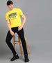 Urbano Fashion Men's Lime Yellow Graphic Printed Round Neck Half Sleeve Slim Fit Cotton T-Shirt