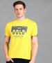 Urbano Fashion Men's Lime Yellow Graphic Printed Round Neck Half Sleeve Slim Fit Cotton T-Shirt