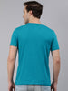 Men's Aqua Blue Solid Henley Neck Slim Fit Half Sleeve Cotton T-Shirt