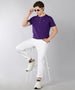 Urbano Fashion Men's Purple Solid Henley Neck Slim Fit Half Sleeve Cotton T-Shirt