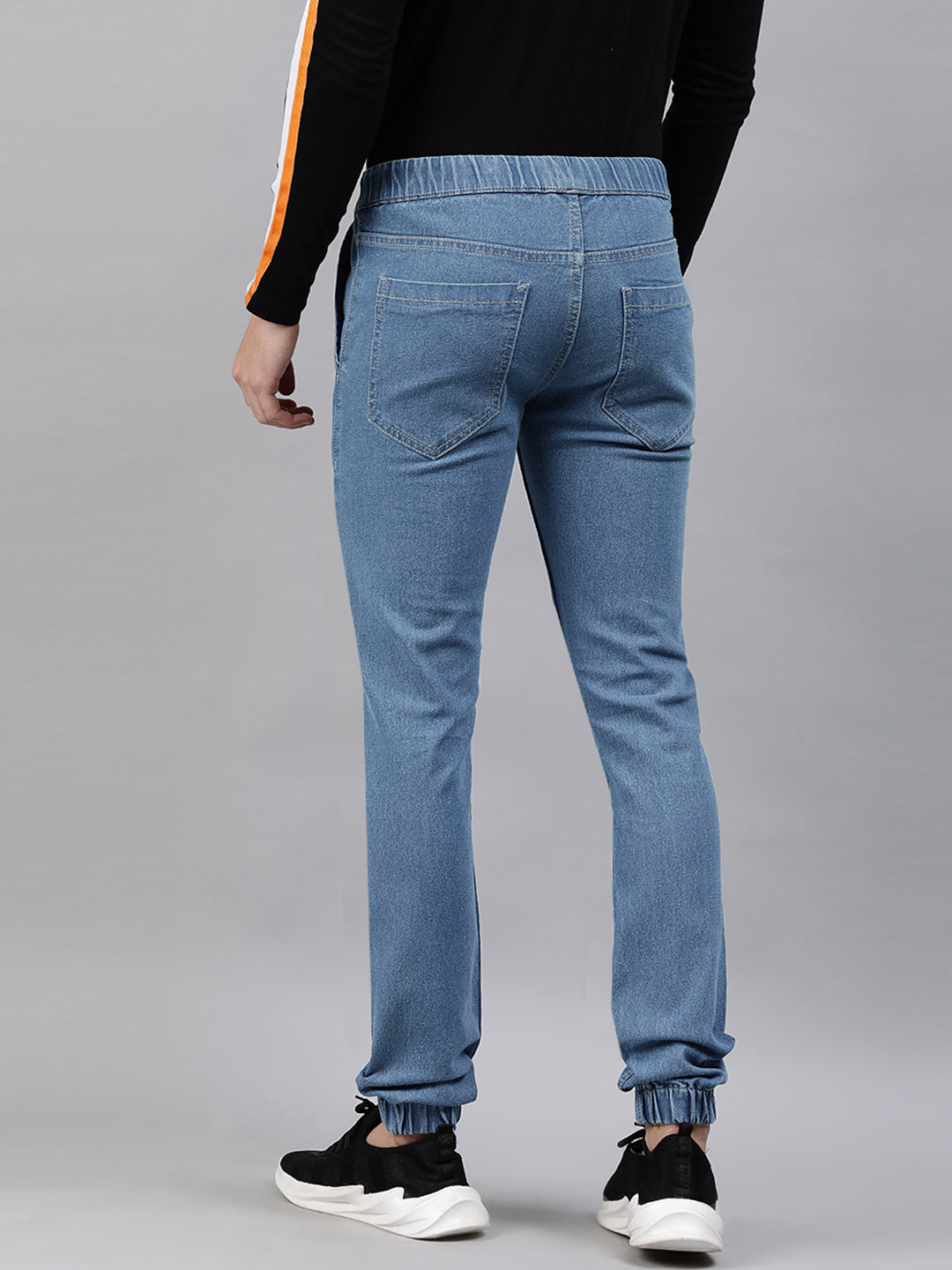 Men's Light Blue Slim Fit Washed Jogger Jeans Stretchable