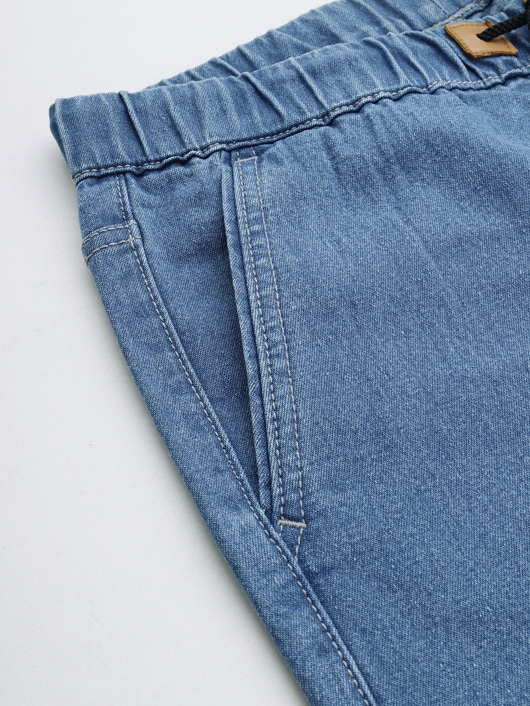 Men's Light Blue Slim Fit Washed Jogger Jeans Stretchable