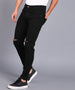 Men's Black Slim Fit Knee Slit Stretchable Jeans