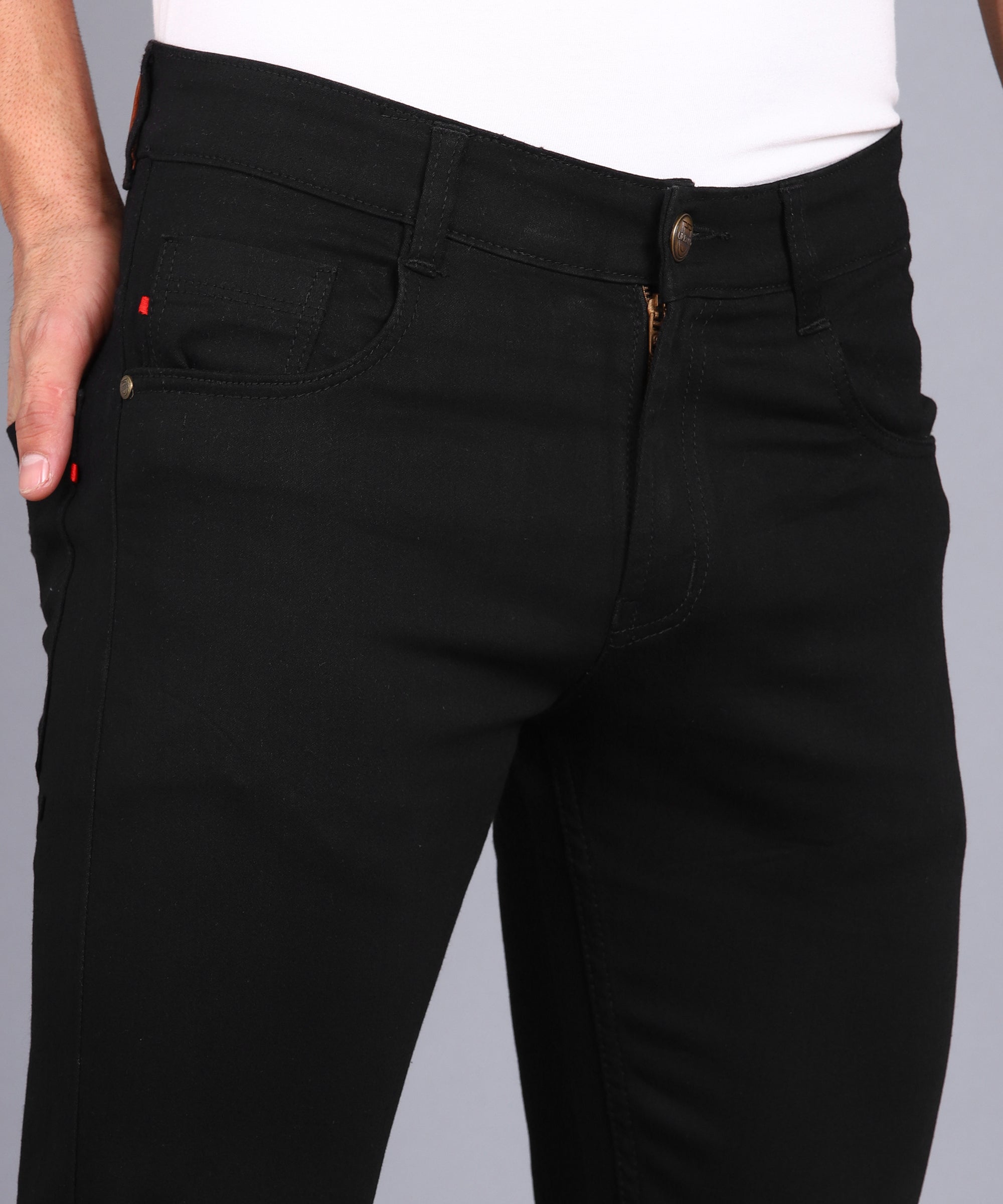 Men's Black Slim Fit Knee Slit Stretchable Jeans
