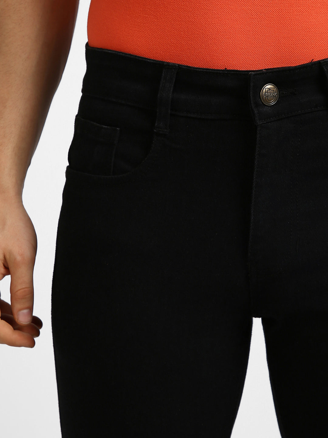 Urbano Fashion Men's Black Regular Fit Washed Stretchable Jeans