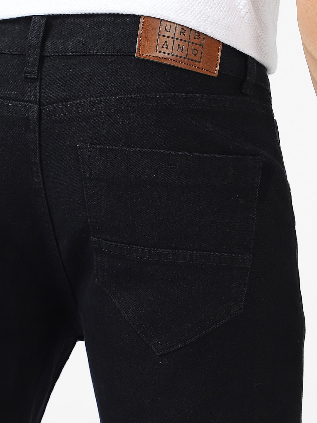 Men's Black Regular Fit Washed Jeans Stretchable