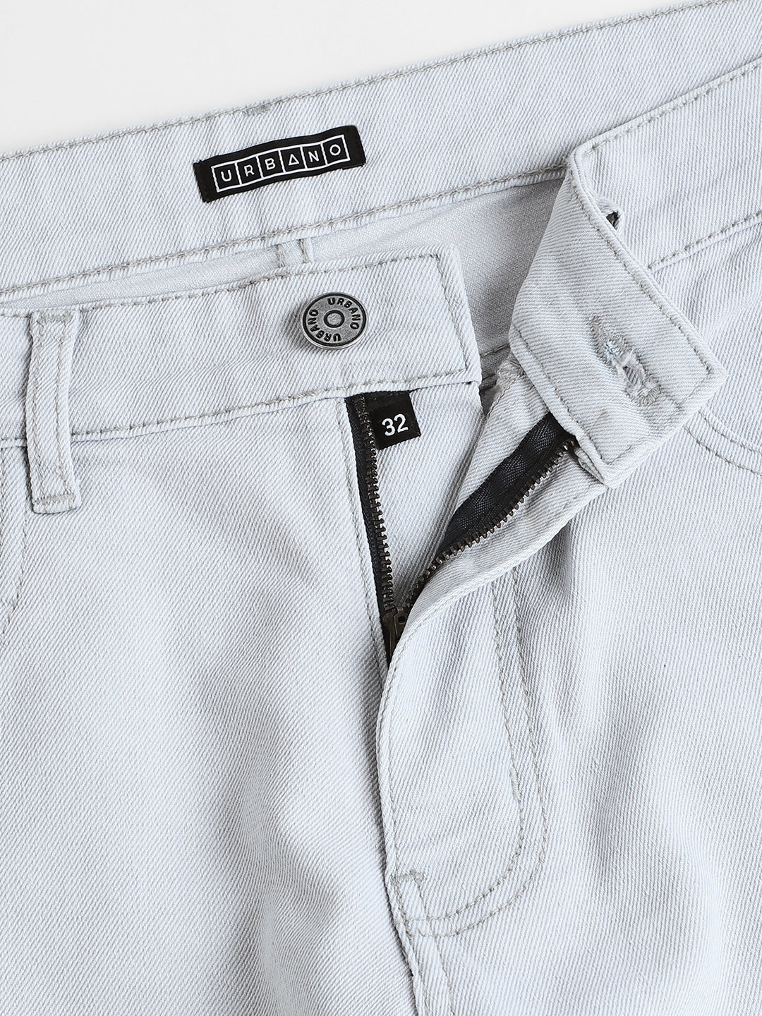 Men's Whitish Grey Regular Fit Washed Jeans Stretchable