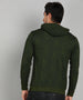 Men's Olive Green Regular Fit Printed Full Sleeve Winterwear Hooded Sweatshirt