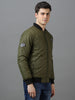 Men's Green Full Sleeve Zippered Bomber Jacket