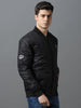 Men's Black Full Sleeve Zippered Bomber Jacket