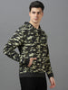 Urbano Fashion Men's Khaki Green Regular Fit Camouflage Printed Full Sleeve Casual Hooded Sweatshirt