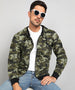 Men's Khaki Green Regular Fit Camouflage Printed Full Sleeve Casual Hooded Sweatshirt
