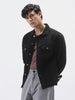 Men's Black Solid Regular Fit Washed Full Sleeve Denim Jacket