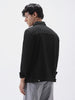 Men's Black Solid Regular Fit Washed Full Sleeve Denim Jacket