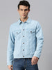 Men's Ice Blue Regular Fit Washed Full Sleeve Denim Jacket