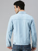 Men's Ice Blue Regular Fit Washed Full Sleeve Denim Jacket
