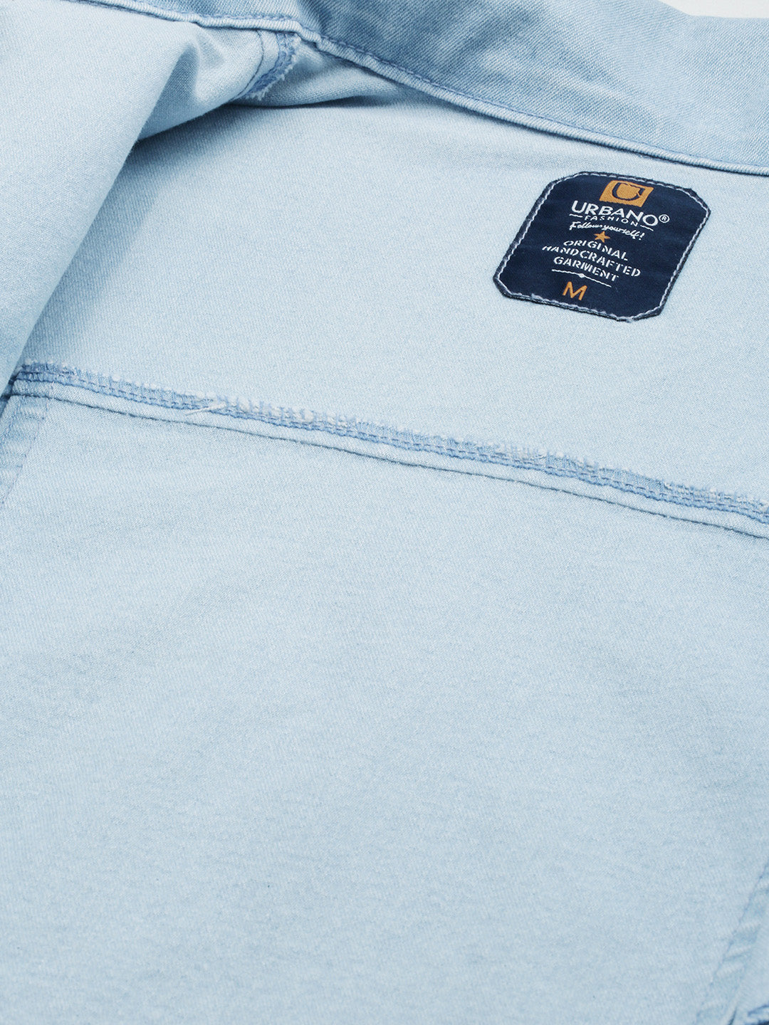 Men's Ice Blue Regular Fit Washed Full Sleeve Denim Jacket