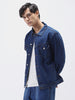 Men's Blue Solid Regular Denim Jacket